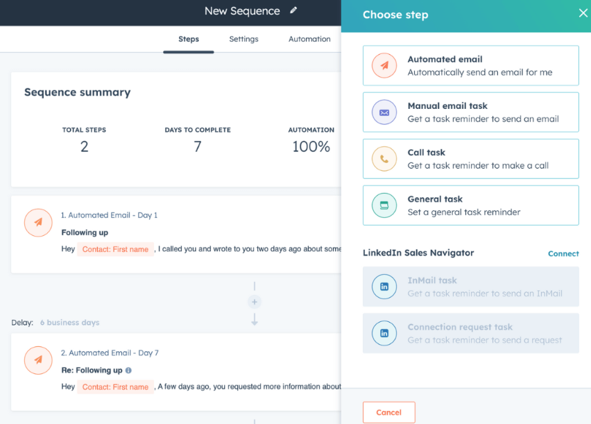 Automating emails and other tasks with sequences.