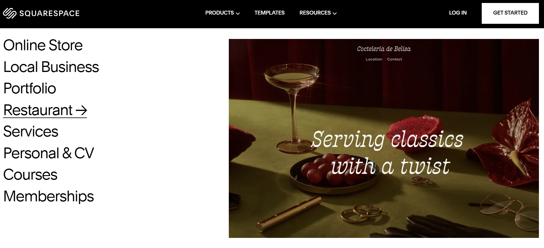 Squarespace homepage