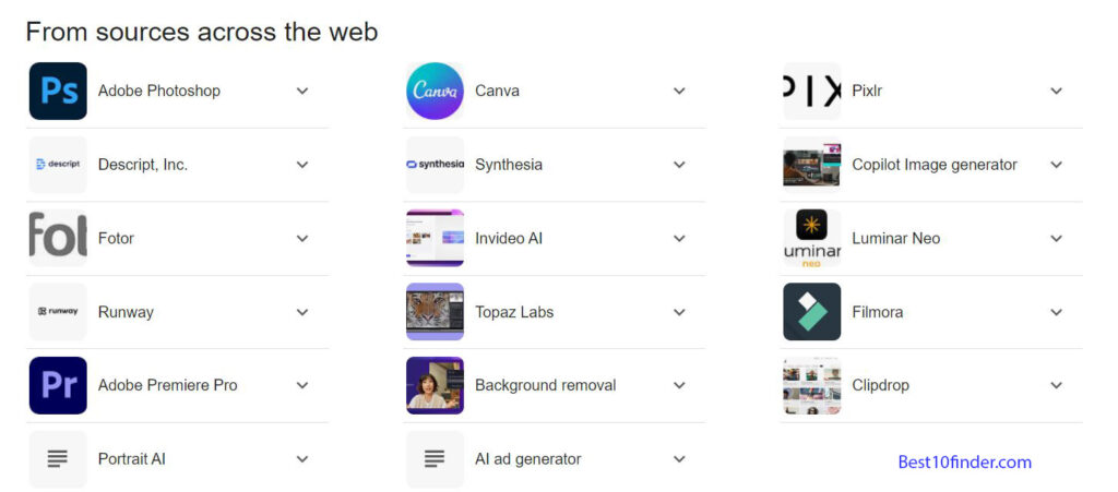 AI powered editing tools shown across the web.