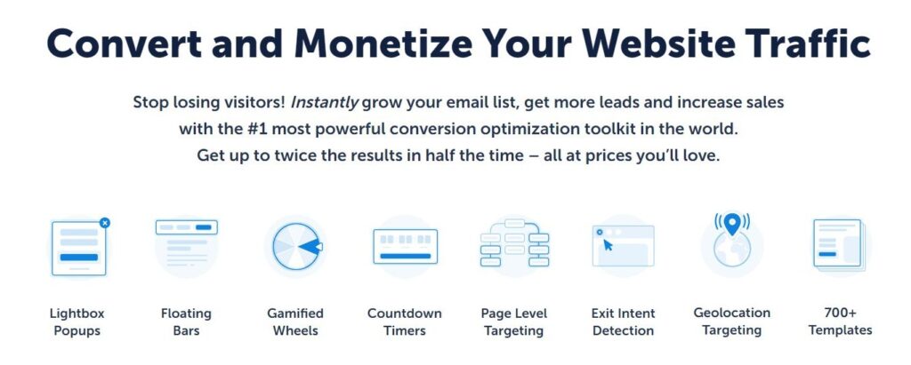 Monitor page visits and stop losing visitors! Instantly grow your email list, get more leads and increase sales.